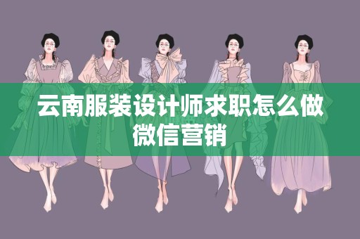 云南服装设计师求职怎么做微信营销